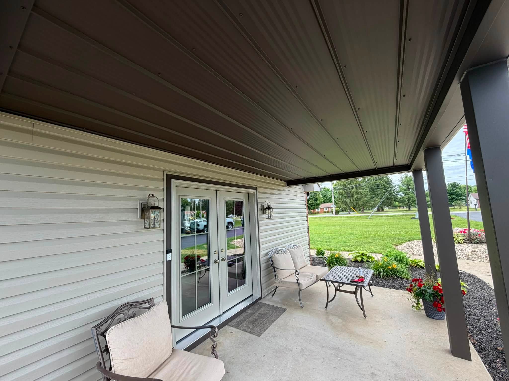 Finished covered patio soffit and trim