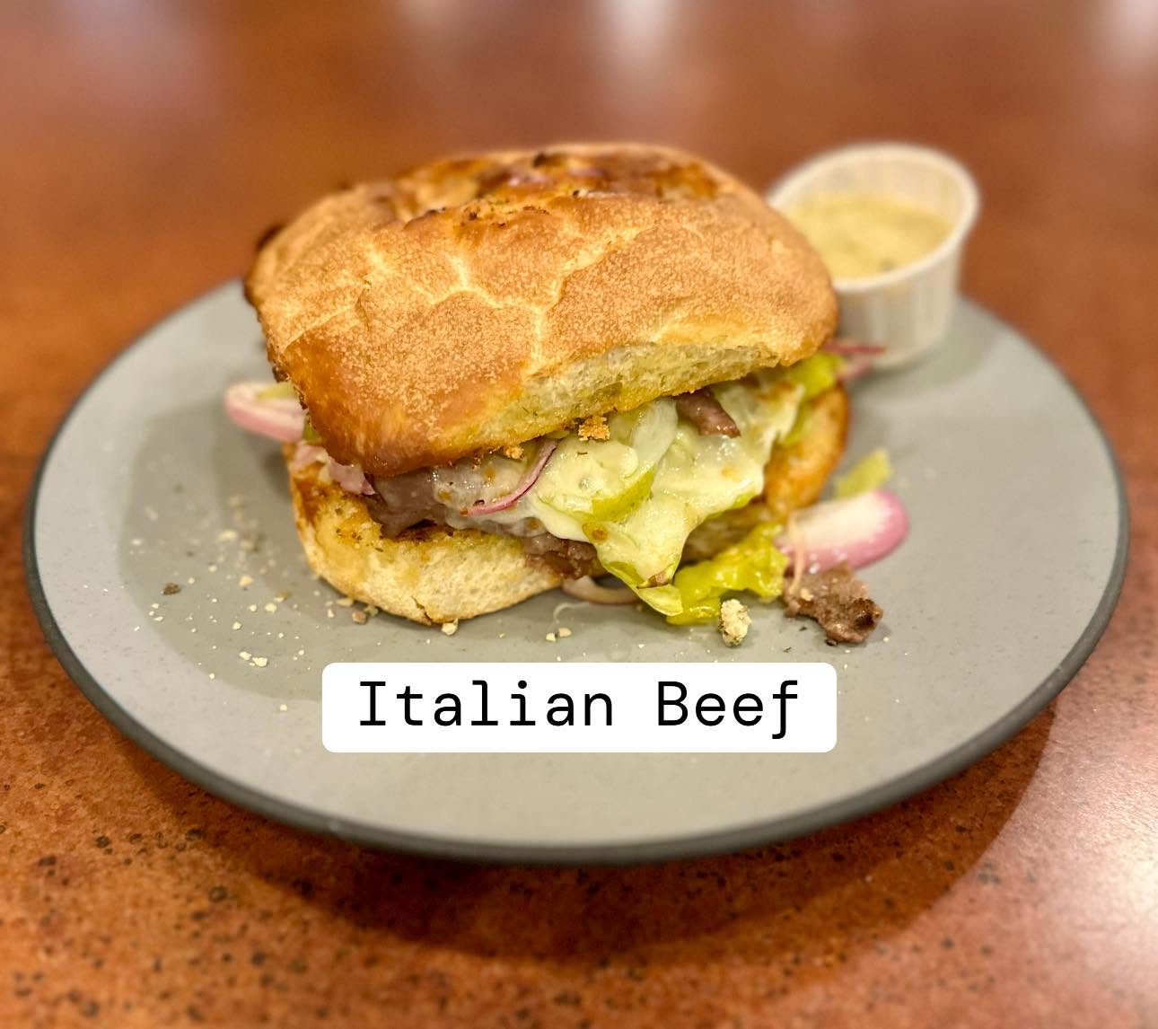 Italian beef sandwich from The Mediterranean Restaurant and Cafe