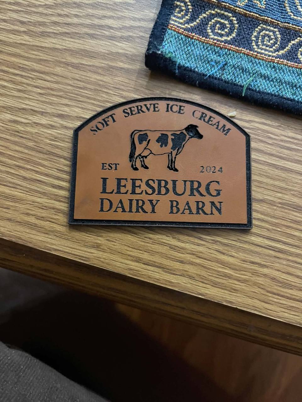 Leesburg Dairy Barn custom leather patch